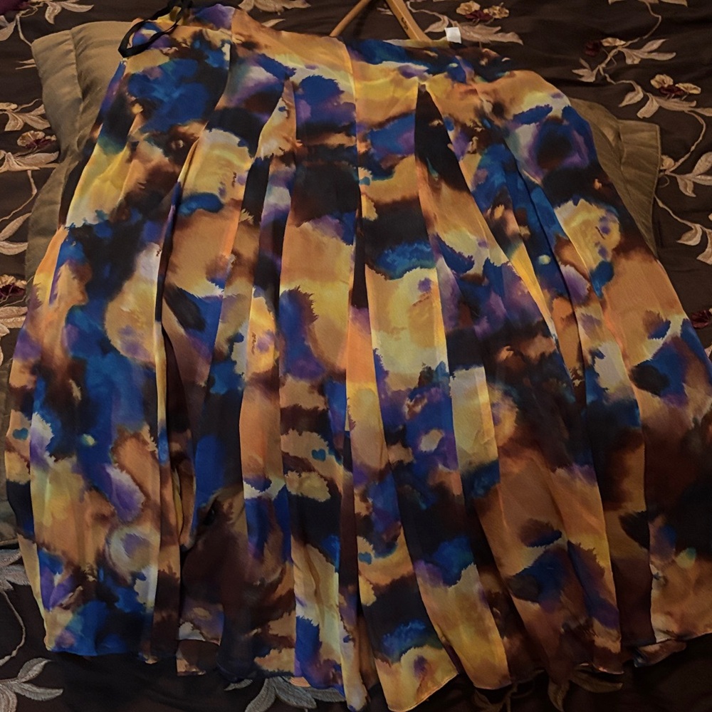 Jones New York Vibrant Blue and Brown Midi Skirt